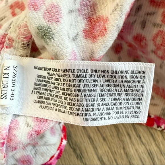 Old Navy Girls Corduroy Floral Red, Pink and White Dress with Ruffled Chest 5T - Picture 7 of 8